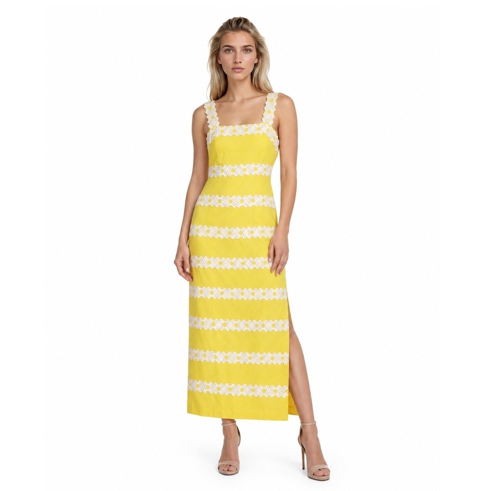 NWT Lilly Pulitzer Davis Maxi Dress Women's Size 12 Yellow 100% Cotton MSRP $298